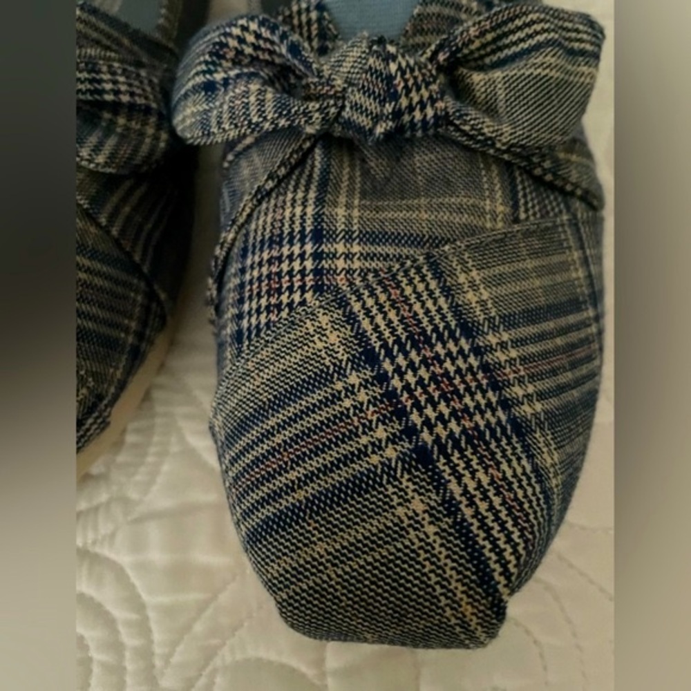 Toms Alpargata Citadel Blue Classic Plaid/Bow flats Sz 11 - Picture 5 of 15